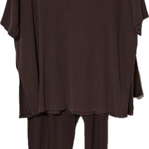 Eileen Fisher Dark Brown Blouse And Pants XL